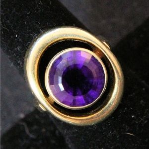 14k Gold Ring with a Round-Cut 5ct Amethyst 💜